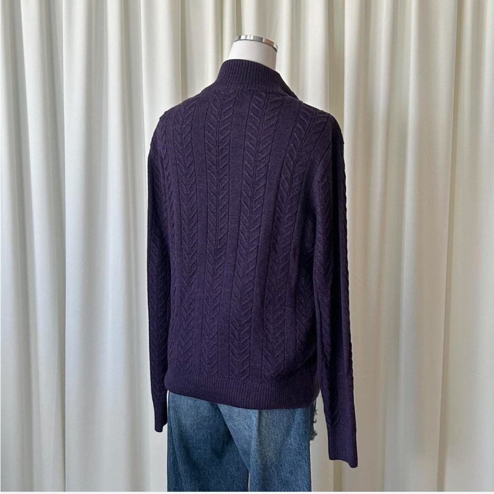 Ben Silver Charleston 100% Royal Alpaca Cable Knit Sweater Deep Purple Mens M - Picture 7 of 8